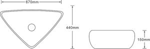 Раковина накладная SantiLine SL-7031 57см чёрный мрамор