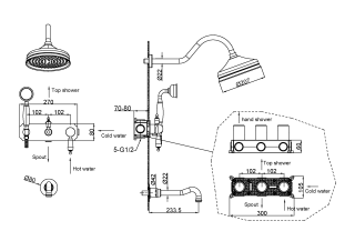 Душевая система Boheme, встроенный Medici с кристаллами SW бронза