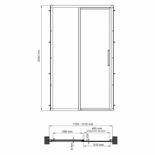 Душевая дверь WasserKRAFT Lopau 120 32S05L профиль Хром стекло прозрачное