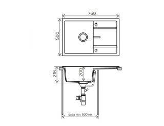 Мойка кухонная Tolero Classic R-112 чёрный 765766