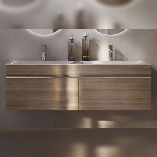 Тумба под раковину подвесная Velvex Pulsus tp.PUL.PUL.140.2Y дуб сонома, 140 см