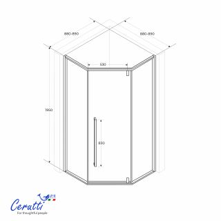 Душевой уголок Ceruttispa C3AF R 90x90 см профиль чёрный стекло матовое