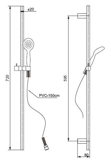 Душевой гарнитур Paini Bergamo BRCR121L7 70см хром
