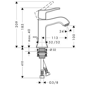 Смеситель Hansgrohe Metris Classic 31075000 для раковины с д/к