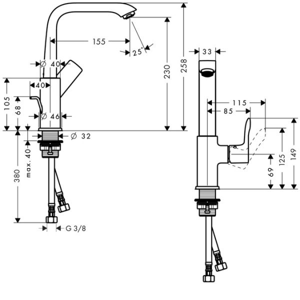 Смеситель Hansgrohe Metris 31087000 для раковины с д/к