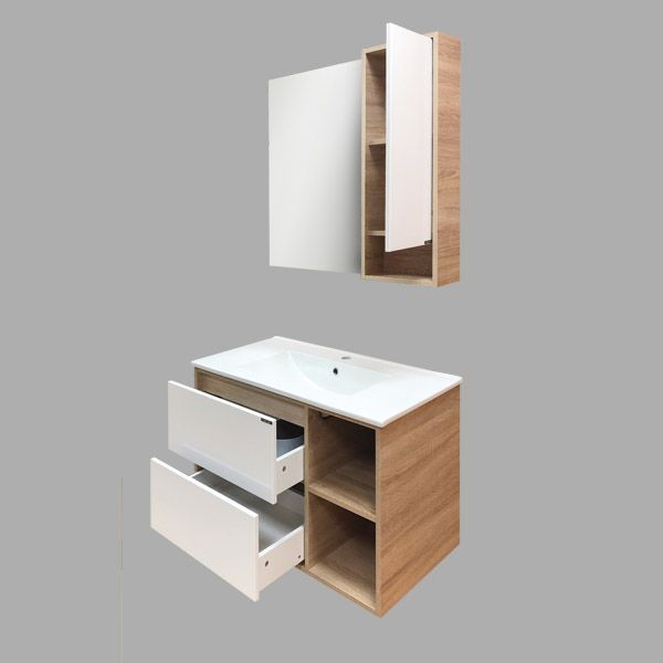 Comforty Тумба-умывальник "Бремен-90" дуб белый с раковиной Comforty 9090EL