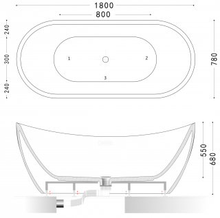 Акриловая ванна Art&Max 180x78см белый AM-502-1800-780