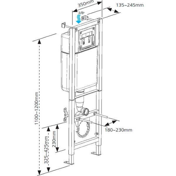 Инсталляция для подвесного унитаза CERSANIT S-IN-BLACK-Cg-w