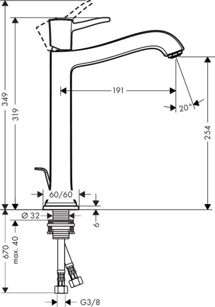 Смеситель Hansgrohe Metropol 31303000 для раковины с д/к