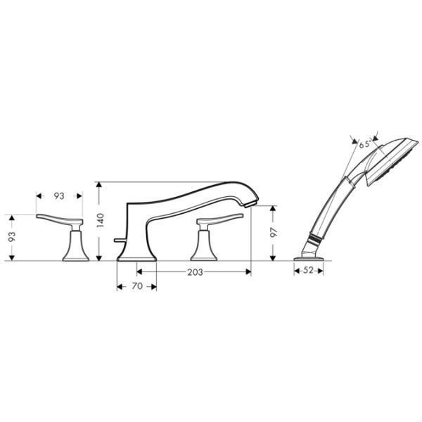 Смеситель Hansgrohe Metris Classic 31314000 на борт ванны