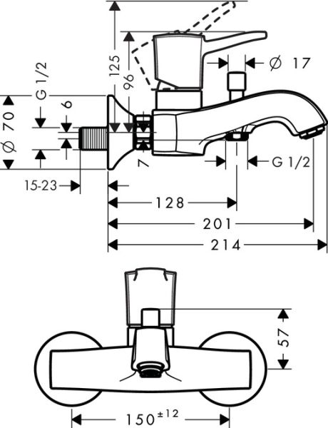 Смеситель Hansgrohe Metropol 31340000 для ванны