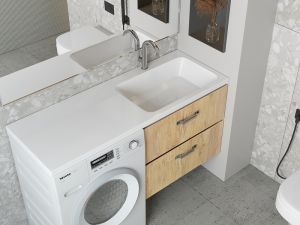 Раковина над стиральной машиной Madera Kamilla правая 130см белый 4627173210584