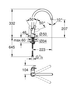 Смеситель для кухни Grohe BauCurve 31536001 хром