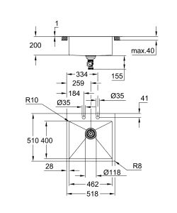 Мойка кухонная Grohe 31583SD1 K800 нержавеющая сталь