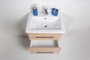 Orange Br-60TUW+Ra Тумба Бриз подвесная с раковиной, дуб/белый