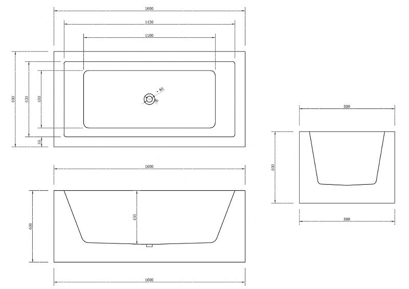 Акриловая ванна ABBER AB9406-1.6 160х80