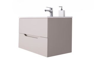 Orange Line Li-80TuL+Ra тумба с раковиной подвесная, латте матовый Orange Line Li-80TuL+Ra тумба с раковиной подвесная, латте матовый