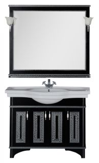 Зеркало Aquanet Валенса 180296 110 см чёрный краколет/серебро