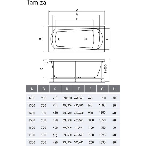 Акриловая ванна Relisan Tamiza 170x75 Гл000011626 без гидромассажа