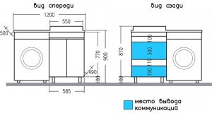Тумба под раковину для стиральной машины СанТа Марс 700304 59см белый