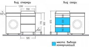 Тумба под раковину для стиральной машины СанТа Марс 700305 59см белый