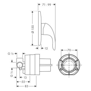 Смеситель Hansgrohe Focus E 31766000 для душа встраиваемый