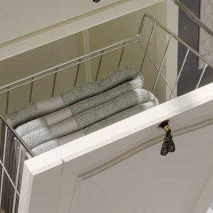 Шкаф-колонна Opadiris Риспекто 40 L 00-00005836 с бельевой корзиной Слоновая кость