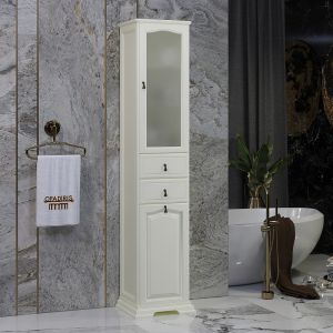 Шкаф-колонна Opadiris Риспекто 40 R 00-00005837 с бельевой корзиной Слоновая кость