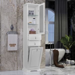 Шкаф-колонна Opadiris Риспекто 40 R 00-00005839 с бельевой корзиной Белый матовый