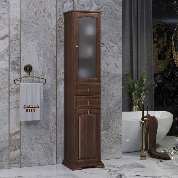 Шкаф-колонна Opadiris Риспекто 40 L 00-00005840 с бельевой корзиной Орех антикварный