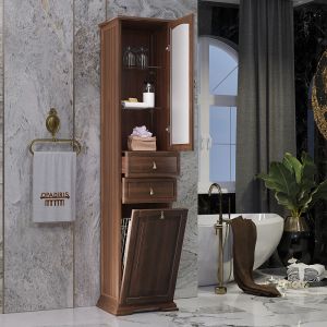 Шкаф-колонна Opadiris Риспекто 40 R 00-00005841 с бельевой корзиной Орех антикварный