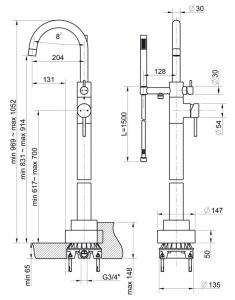 Напольный смеситель для ванны Paini Cox 78CR136LM хром