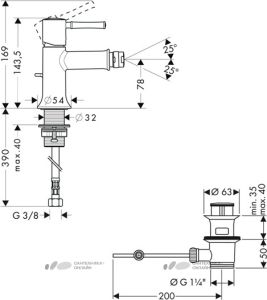 Смеситель Hansgrohe Тalis Classic 14120000 для биде с д/к