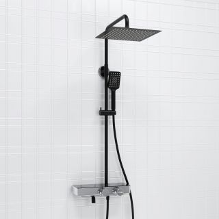 Душевая стойка WasserKRAFT Abens Thermo A114.162.130.CB T с термостатом чёрный матовый