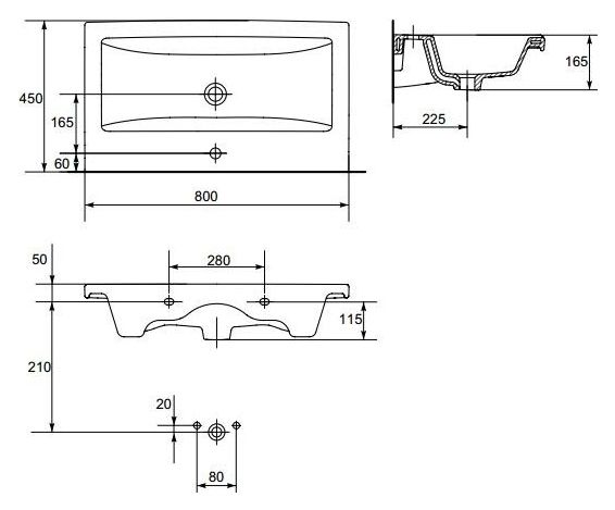 Мебельная раковина Cersanit Como UM-COM80/1 80см белый