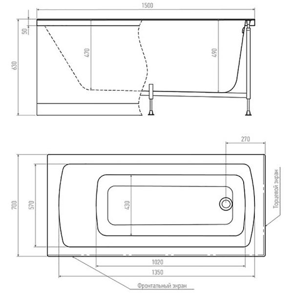Акриловая ванна Timo Ritta RITTA1570 150x70 см