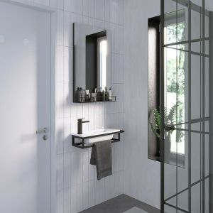 Зеркало Grossman Метрис 205001 в раме с полкой 50см чёрный