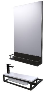 Зеркало Grossman Метрис 205001 в раме с полкой 50см чёрный