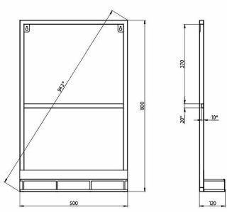Зеркало Grossman Метрис 205001 в раме с полкой 50см чёрный