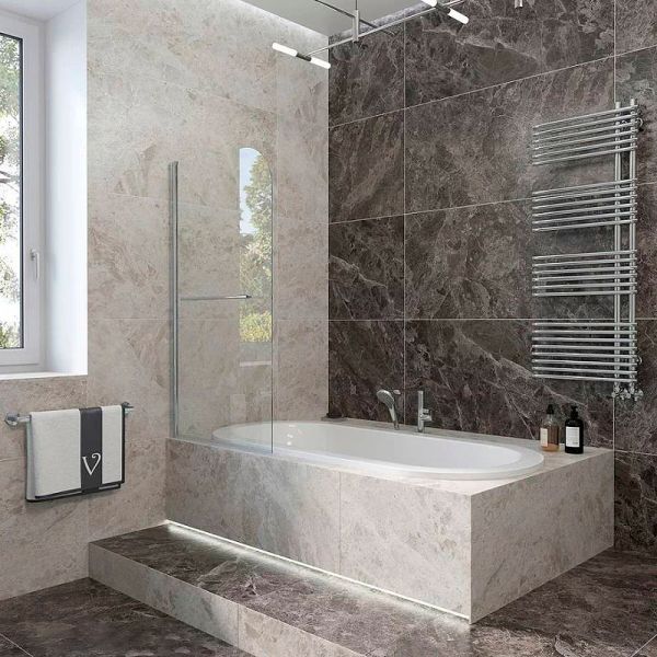 Шторка на ванну Veconi Palau PL-79, 800x1500, хром, стекло прозрачное