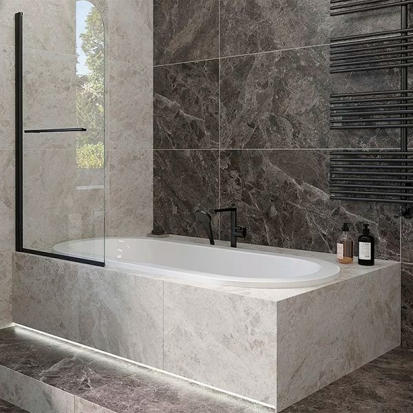 Шторка на ванну Veconi Palau PL-79B, 700x1500, черный, стекло прозрачное Шторка на ванну Veconi Palau PL-79B, 700x1500, черный, стекло прозрачное