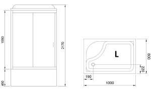 Душевая кабина Royal Bath BP левая стекло чёрное/прозрачное 100x80см RB8100BP5-BT-CH-L