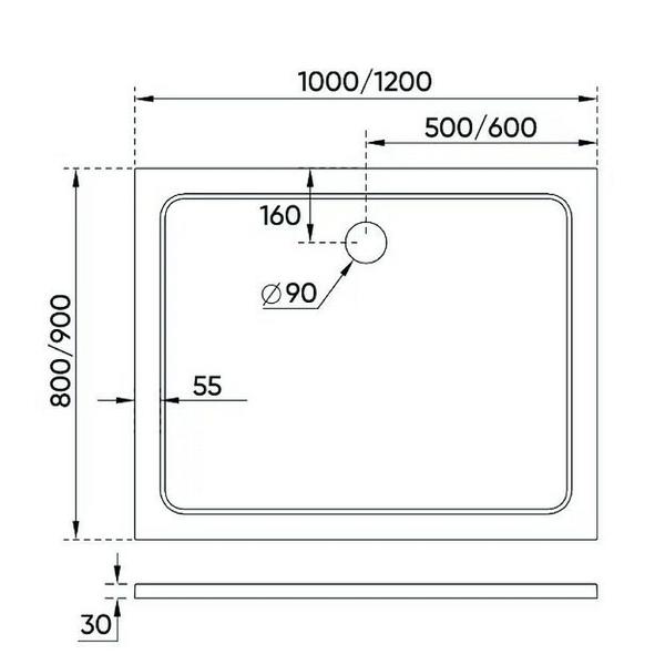 Душевой поддон из искусственного камня Veconi Tezeo 120x80 TZ09-12080PR-01-19C3 Белый