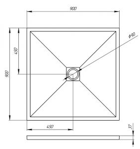 Душевой поддон из искусственного камня Veconi Tezeo 90x90 TZW20B-90-R1 Черный