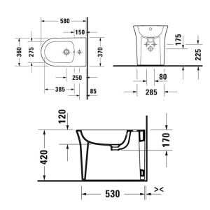 Биде Duravit White Tulip 2293100000 напольное белое
