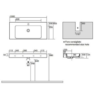 Раковина Kerasan Cento 355001*1 Белая 100 см