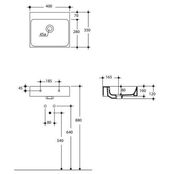 Раковина Kerasan Cento 353901*0 Белая 40 см