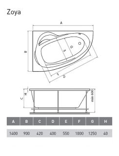 Акриловая ванна Relisan Zoya 150x95 L Гл000001462 без гидромассажа Акриловая ванна Relisan Zoya 150x95 L Гл000001462 без гидромассажа