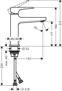 Смеситель Hansgrohe Metropol 32507000 для раковины с д/к