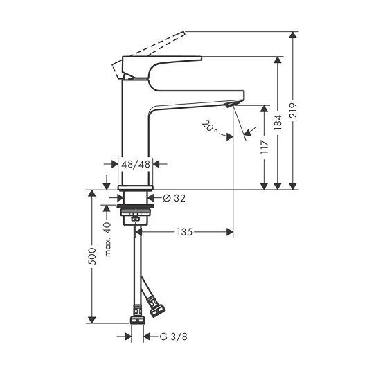 Смеситель Hansgrohe Metropol  32507340 для раковины
